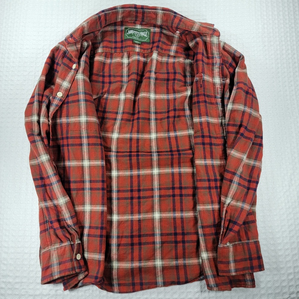 American Eagle Mens Red Plaid Flannel Button Down Shirt Size M Long Sleeve